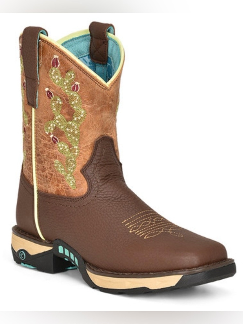 CORRAL Farm and Ranch Square Toe Chocolate Hydro Resist Cactus Boots Sz 7